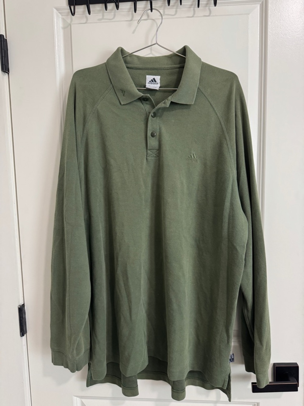 adidas Men's Olive Green Long Sleeve Polo